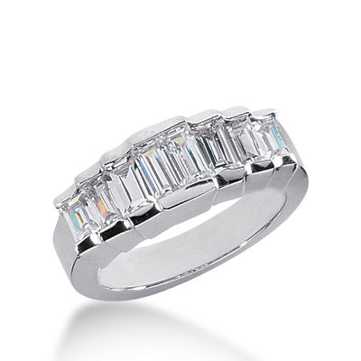 Ladies 14KT White Gold Platinum Diamond Wedding Band WB1096