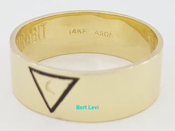 Masonic Freemasons Virtus Junxit Mors Men's Ring 14K Gold 7.4 mm