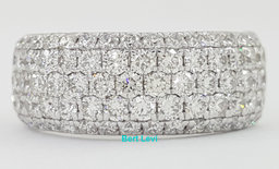 Diamond 5-Row Pave Half Circle Wedding Band Ring 1.9 ct 14K White Gold