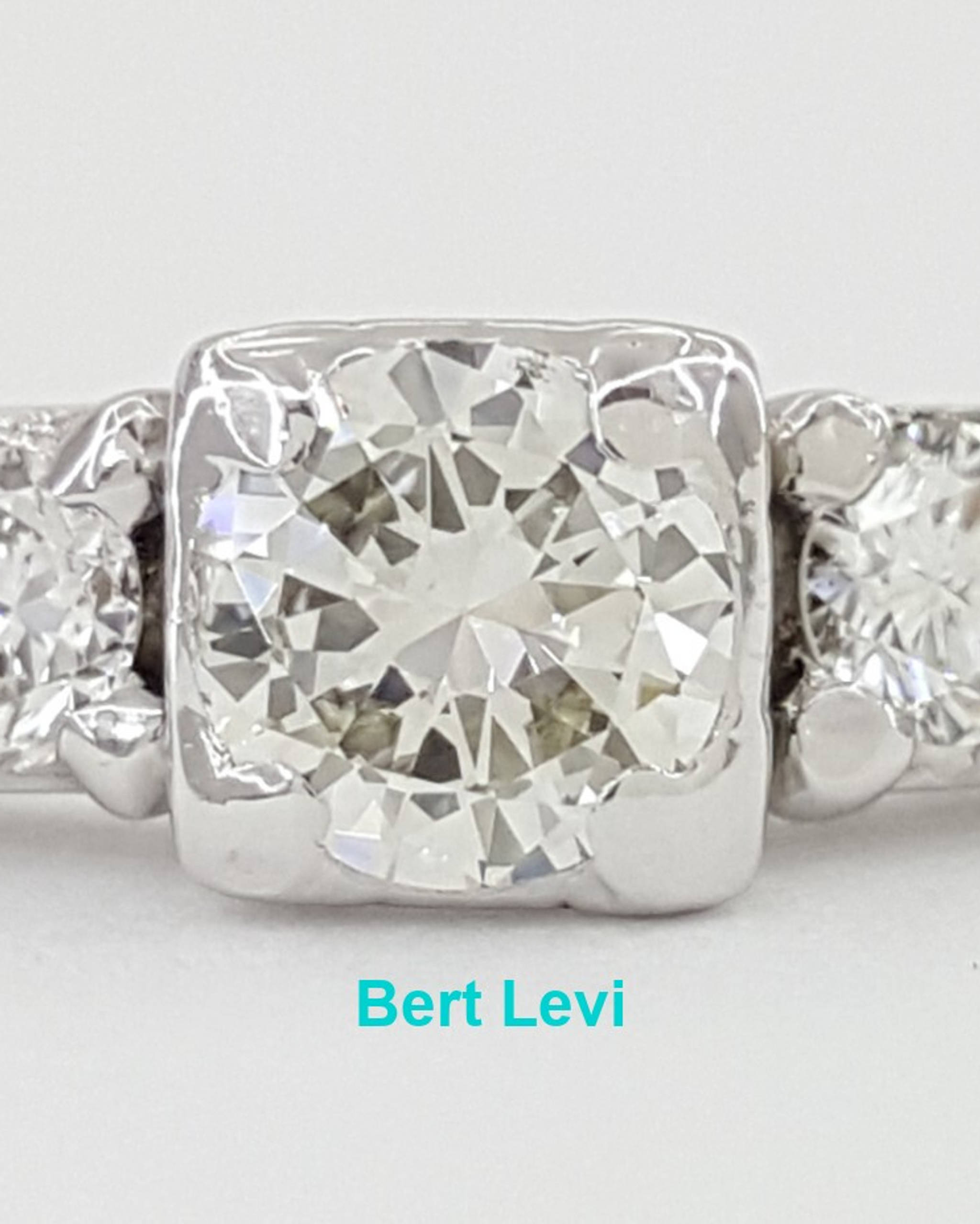Vintage Three-Stone Round Diamond 14k White Gold 0.58 ct Engagement Ring