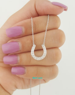 Tiffany & Co Diamond Horseshoe Pendant Necklace 0.2 ct Platinum 16"