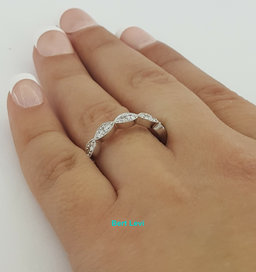 14k White Gold Half Circle Round Diamond Marquise Style Wedding Band Ring 0.5 ct