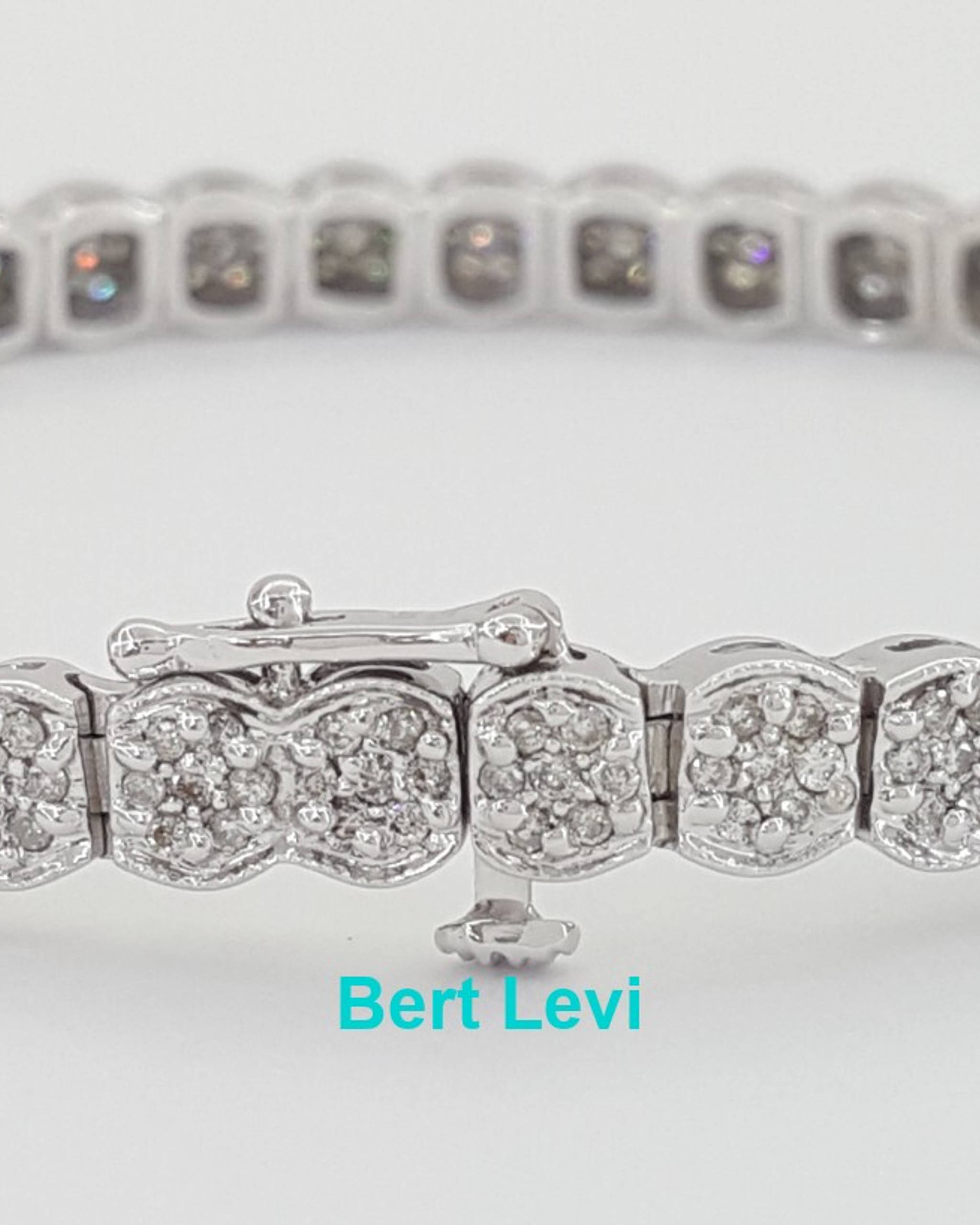 Round Diamond Cluster Tennis Bracelet 7.25" 2 ct 14K White Gold Retail $3K