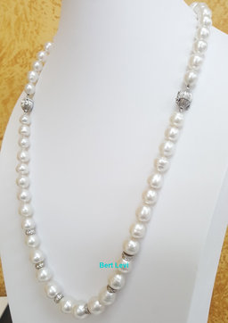 South Sea Pearl Diamond Necklace 2.75 ct 31.5" or 16.5" & 15" 18K White Gold