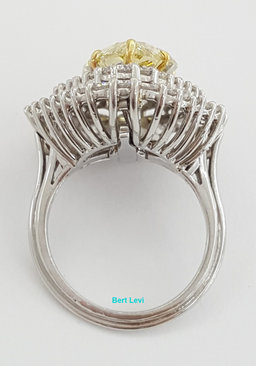 Vintage Pear Fancy Yellow 10 ct Diamond Ring Pendant Platinum GIA