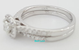 Round Brilliant Diamond Halo White Gold Engagement Wedding Ring Set 0.5ct 10k