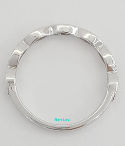 14K White Gold Half Circle Round Diamond Marquise Style Wedding Band 0.35 ct