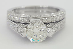 Hearts & Arrows Round Cut Diamond Engagement Wedding Ring Set 2.35 ct Rtl $13.5k