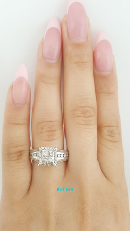 Princess Cut Diamond Invisible Set Halo Engagement Ring 0.65 ct 14K White Gold