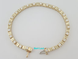 Round Diamond Station Tennis Bracelet 2 ct 14.5 Grams 7.25" 14K Yellow Gold