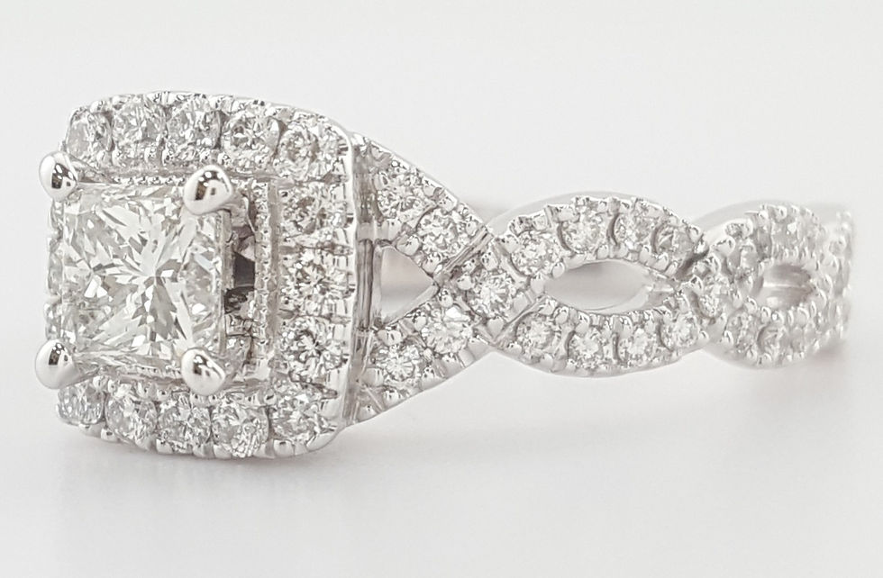 Thumbnail: Neil Lane Princess Diamond Halo Crossover Engagement Ring 1 ct