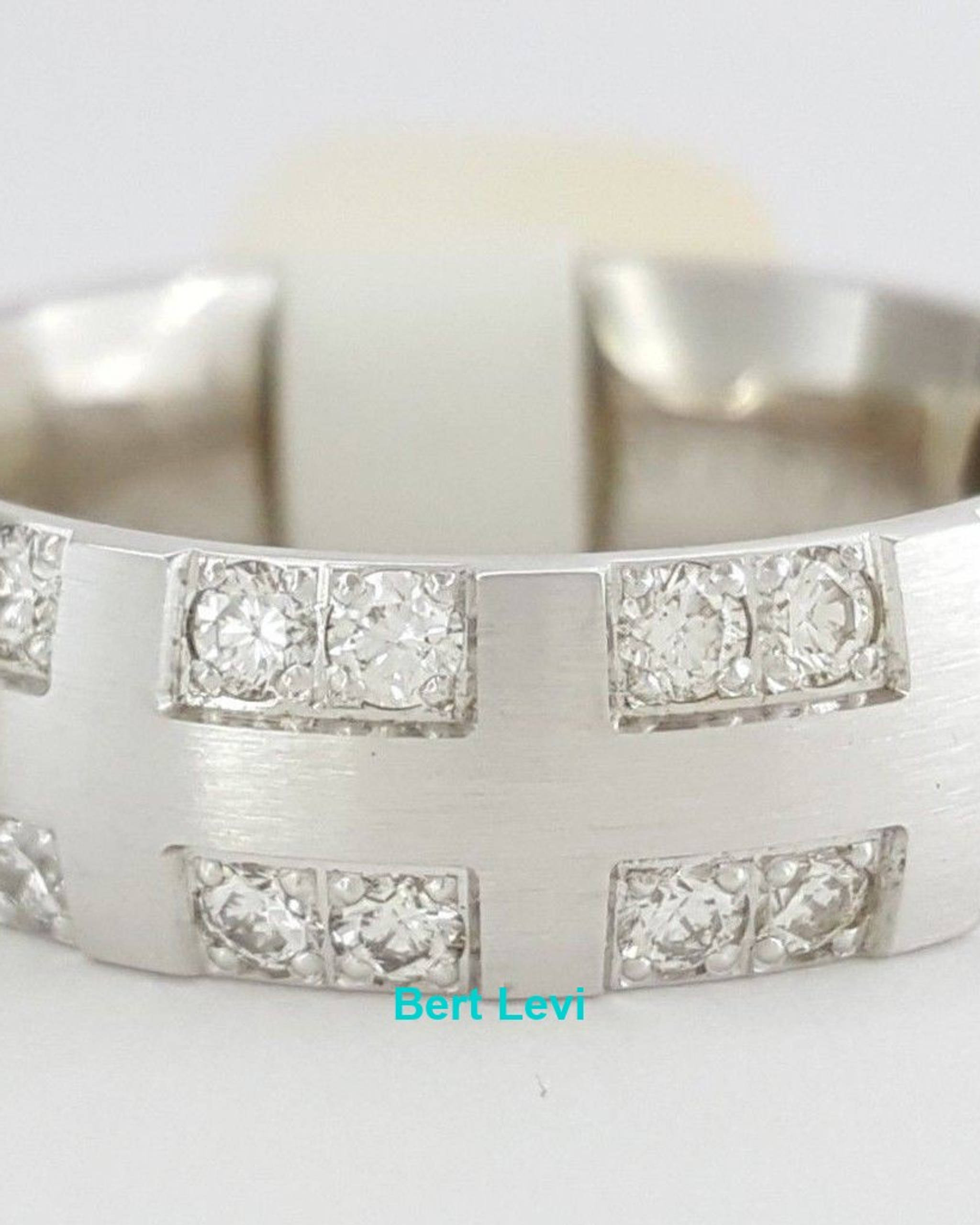 Benchmark Round Cut Diamond Two Row 0.48 ct 14K White Gold Wedding Band Ring