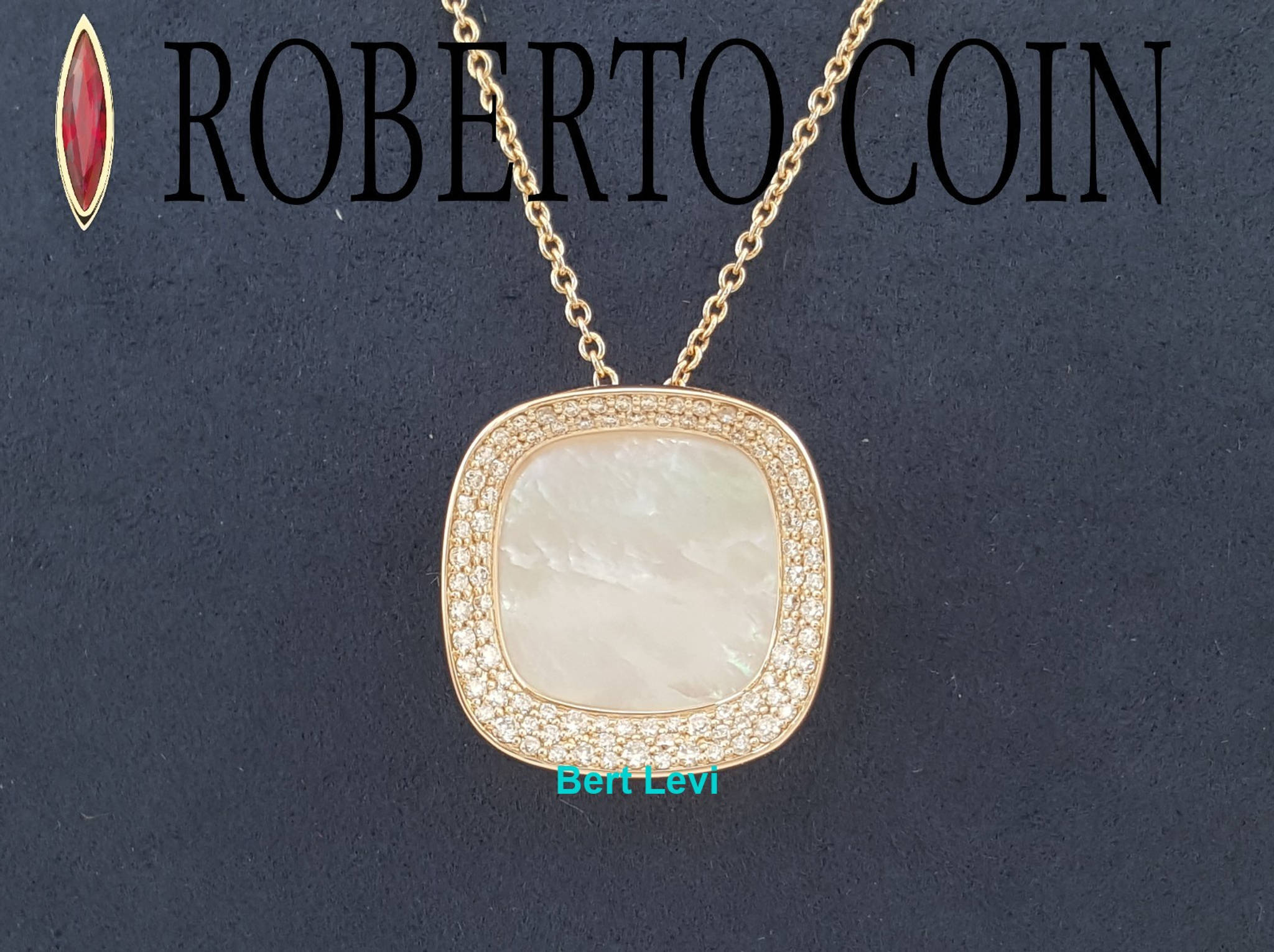 Roberto Coin Carnaby Street Diamond MOP Necklace 18K Rose Gold 0.3 ct 16-18"