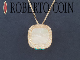 Roberto Coin Carnaby Street Diamond MOP Necklace 18K Rose Gold 0.3 ct 16-18"