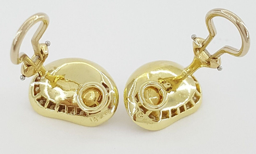 Thumbnail: Tiffany & Co Vintage Earclips Clip-On Earrings Pearl & 0.5 ct Diamond 18K Gold