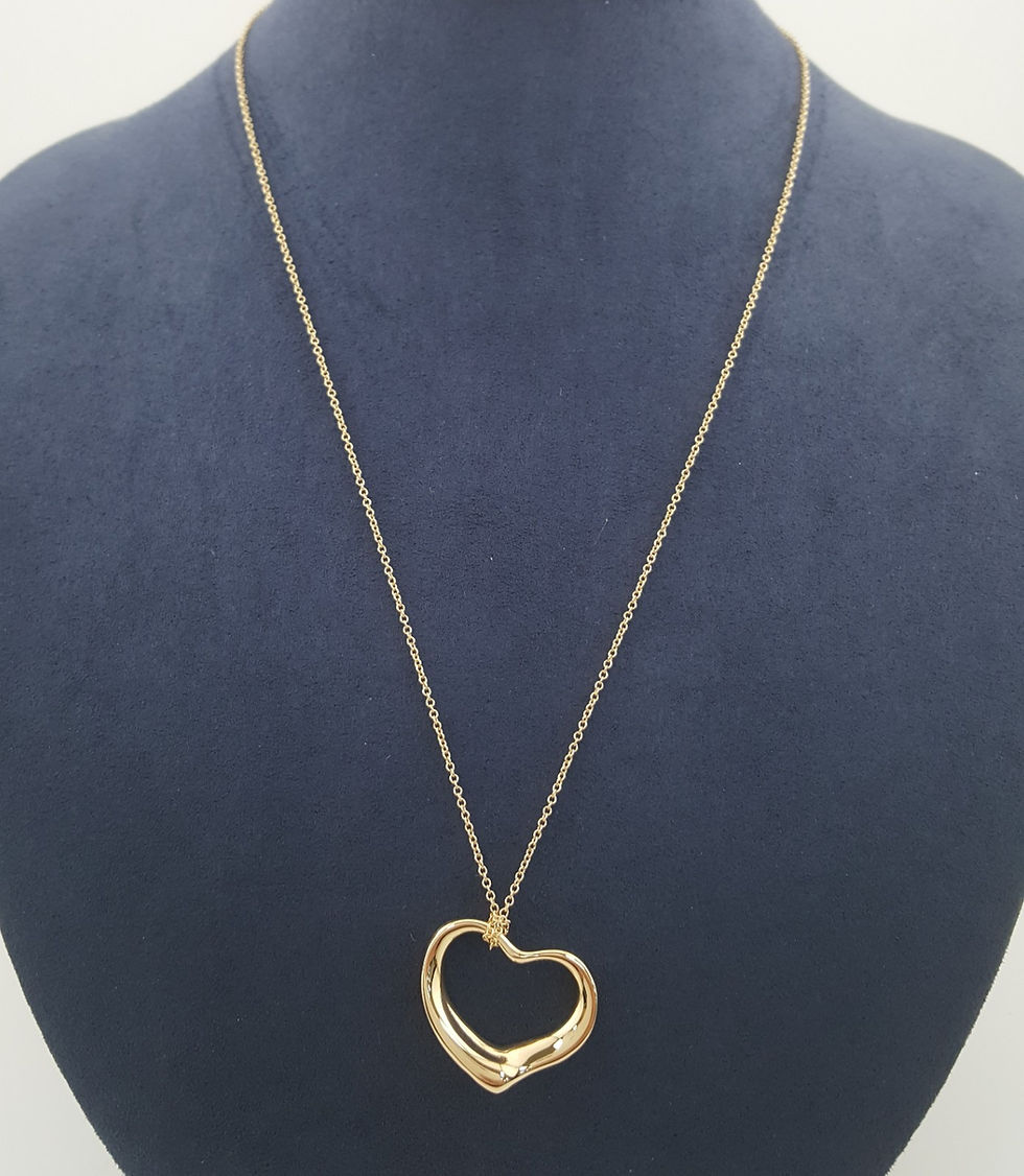 Thumbnail: Tiffany & Co Elsa Peretti® 18K Yellow Gold Medium 22mm Open Heart Pendant 18"