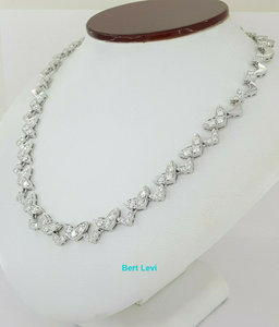 Asprey  Round Diamond Chevron Shaped Links 6.9 ct 18K White Gold Necklace 15"