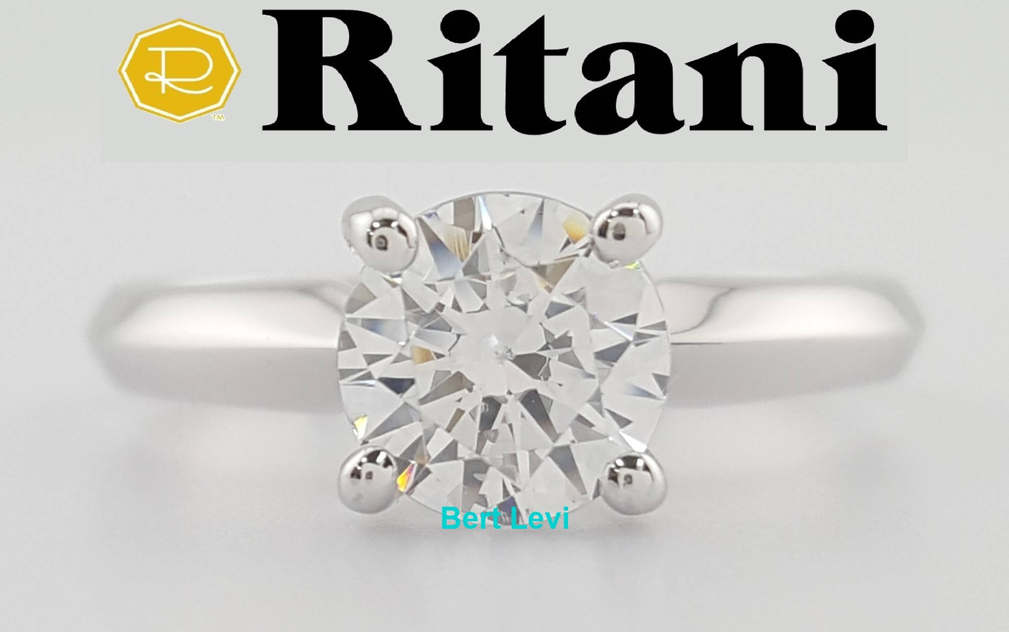 Ritani 1RZ7264 Solitaire Semi-Mount 18k White Gold Engagement Ring Rtl $1923