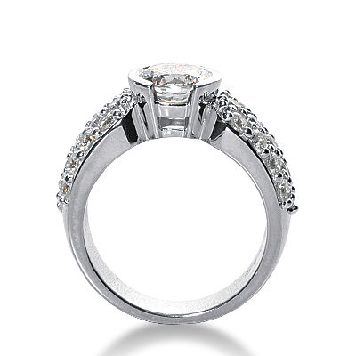 Thumbnail: Ladies 14KT White Gold Platinum Fancy Engagement Ring ENR6218