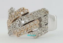 Diamond Pave Half Circle Cuban Link Gent's Ring 3.25 ct 10k Gold 4 Four Row