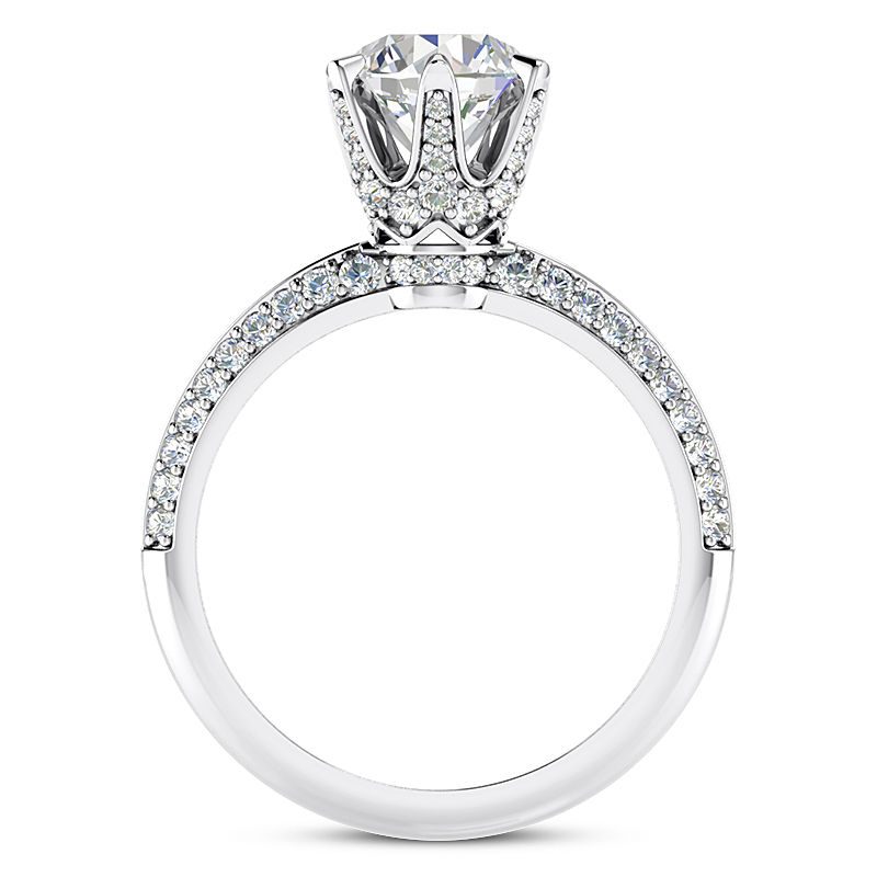 Thumbnail: Ladies 14KT White Gold Platinum Engagement Rings ENR9742-1.5-RD