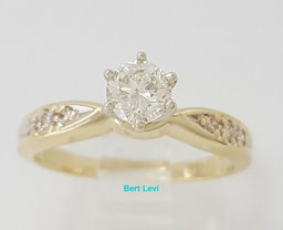 0.41 ct 14K Yellow Gold Round Brilliant Cut Diamond Solitaire Engagement Ring 