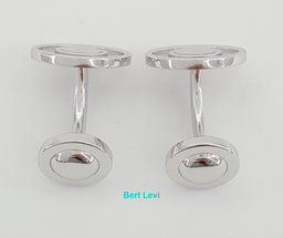 Tiffany & Co Atlas Roman Numerals Round Cufflinks 18k White Gold Italy 14 Grams