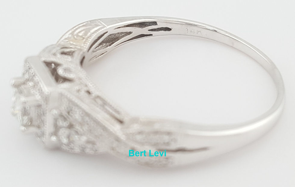 Thumbnail: Princess Diamond Halo Crossover Engagement Ring 0.5 ct 14k White Gold