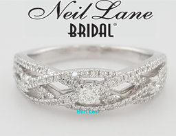 Neil Lane Round Diamond Crossover Wedding Band Ring 0.5 ct 14k White Gold