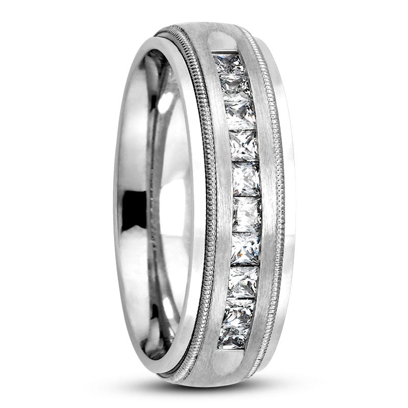 Mens 14KT White Gold Platinum Traditional Wedding Band MC205