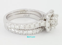 Neil Lane Cushion Diamond Halo Engagement Ring Set 14k W Gold 1.88 ct Rtl $7.4K