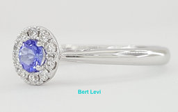 Round Tanzanite & Diamond Halo Engagement Anniversary Ring 0.36ct 18k White Gold