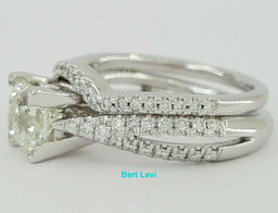 Princess & Round Cut Diamond Engagement Wedding Ring Set 1.8 ct Parade 18k