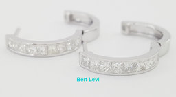 Princess Cut Diamond Hugger Hoop Earrings 15.3 mm 0.84 ct 14K White Gold