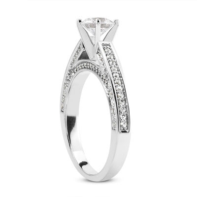 Thumbnail: Ladies 14KT White Gold Platinum Round Diamond Tailored Engagement Set ENS3316-A