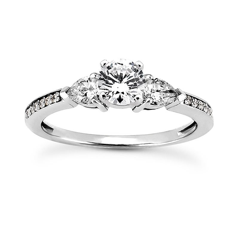 Ladies 14KT White Gold Platinum Tailored Engagement Set ENS3111-A