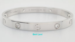 Cartier LOVE 18K White Gold 4 Diamonds 0.42 ct Bracelet SZ 16 Rtl $14,000