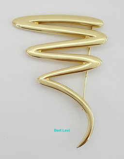 Tiffany & Co Paloma Picasso 18K Zig-Zag Squiggle Pin Brooch Large 22.7Grams 2.6"