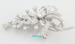 Antique Art Deco Old European Diamond Brooch Pendant Platinum 3.19 ct 18.3 mm