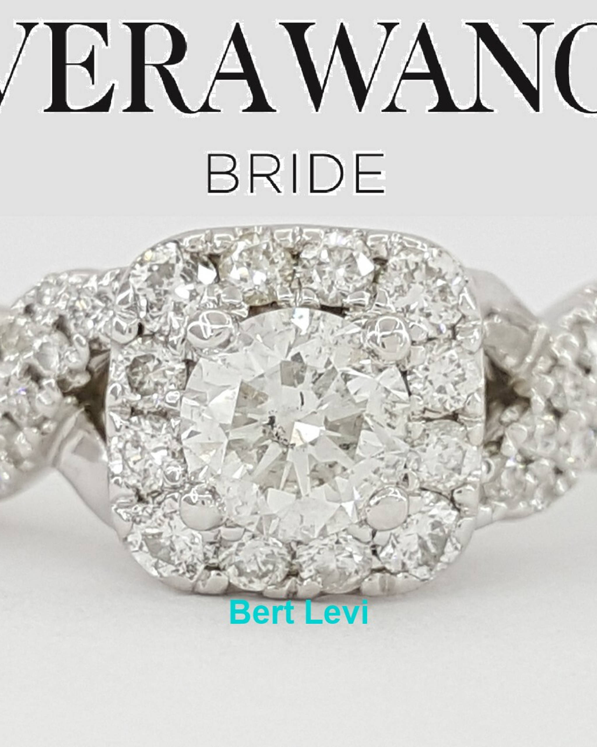 Vera Wang Love 14K Gold 0.75 ct Round Diamond Halo Engagement Ring Retail $2799