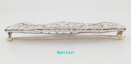 Antique Art Deco Old European Diamond Pin Brooch 2 ct Platinum & 14K 2.1"
