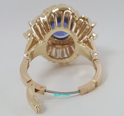 Vintage Ceylon No Heat Sapphire Diamond Ballerina Ring 9 ct 14k Gold Retail $40K