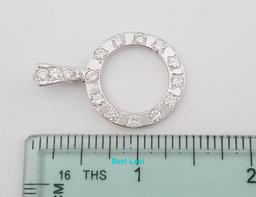 Vintage Round Diamond Circle Pendant 1.38" 2 ct 14K White Gold
