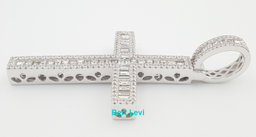 Baguette Round Diamond Cross 5.5 ct 10k White Gold 2.57" 14.5 Grams Rtl $13k