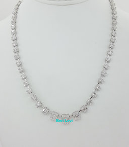 Baguette Round Diamond Graduated Tennis Necklace 7.8 ct 18K White Gold Rtl $30K
