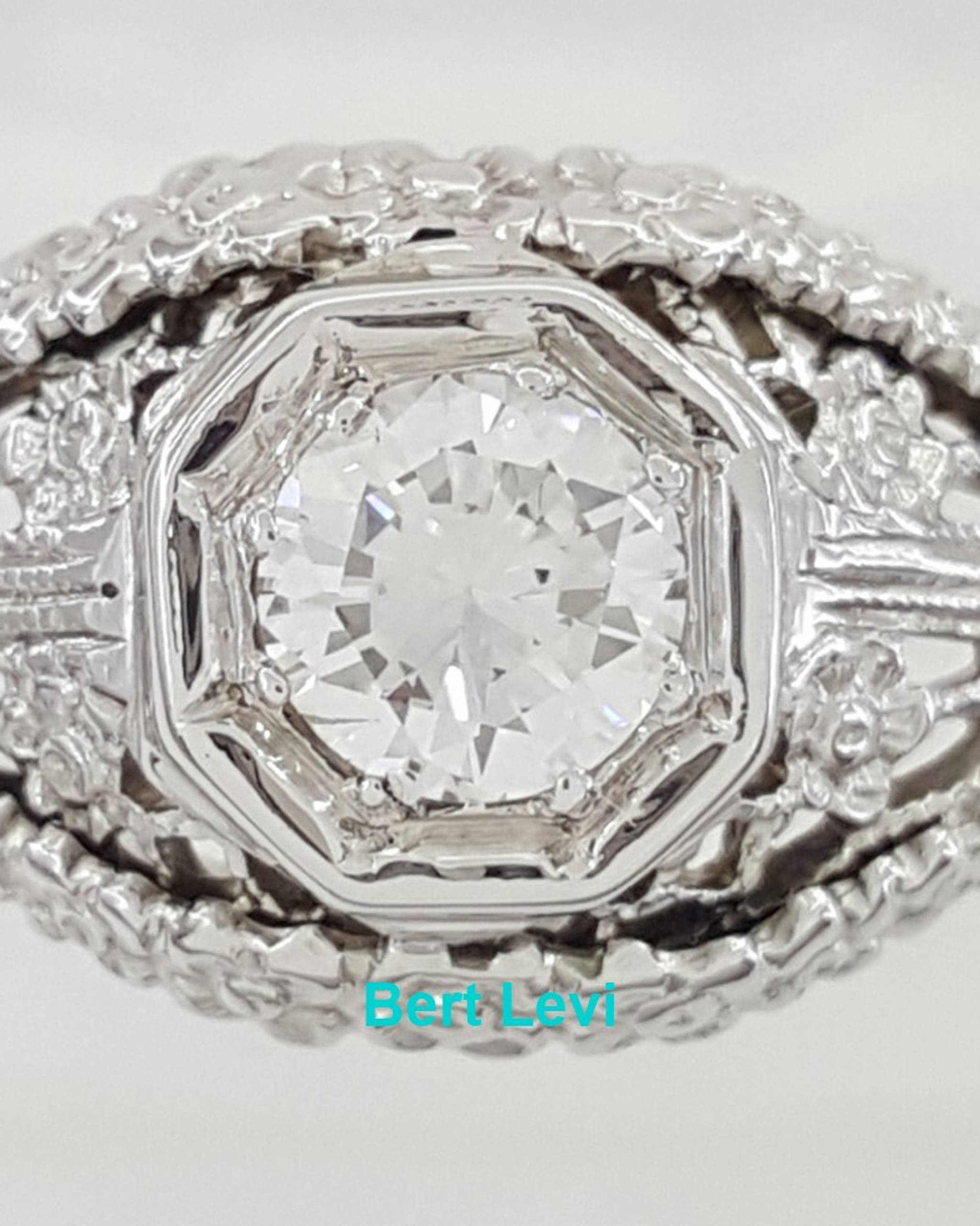 Vintage Art Deco Diamond Engagement Ring 0.3 ct 18k White Gold