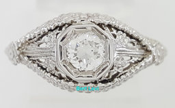 Vintage Art Deco Diamond Engagement Ring 0.3 ct 18k White Gold
