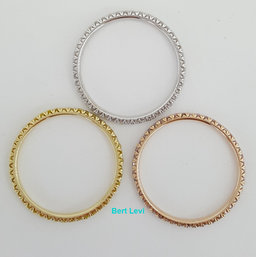 18k Tri-Color Gold Round White Pink & Yellow Diamond 1.6 ct Eternity Band Ring