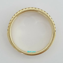 0.57 ct 3 Three Row Diamond Pave Half Circle Wedding Anniv. Ring 14k Gold Sz 6