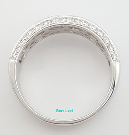 Channel Set 3-Row Round Diamond Wedding Band 14k White Gold 2 ct 7 mm Rtl $3,995